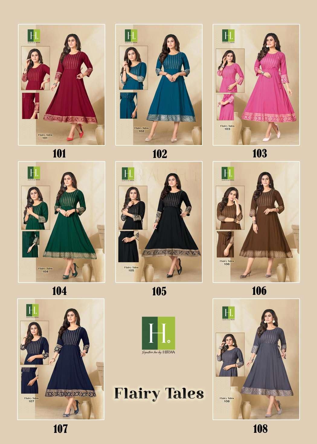 Hirwa Flairy Tales New Latest Designer Rayon Fancy Wear Kurti Collection